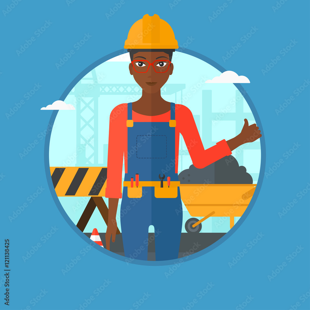 Fototapeta premium Builder giving thumb up vector illustration.