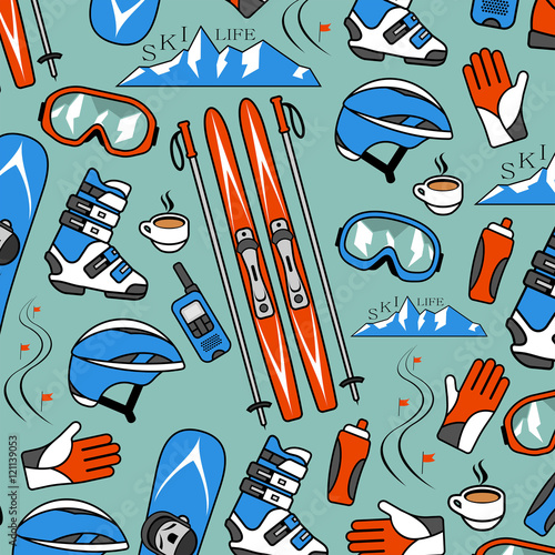 Winter sports collection pattern