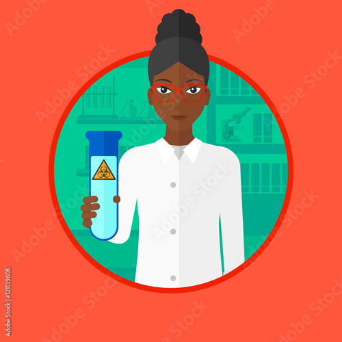Scientist with test tube vector illustration.