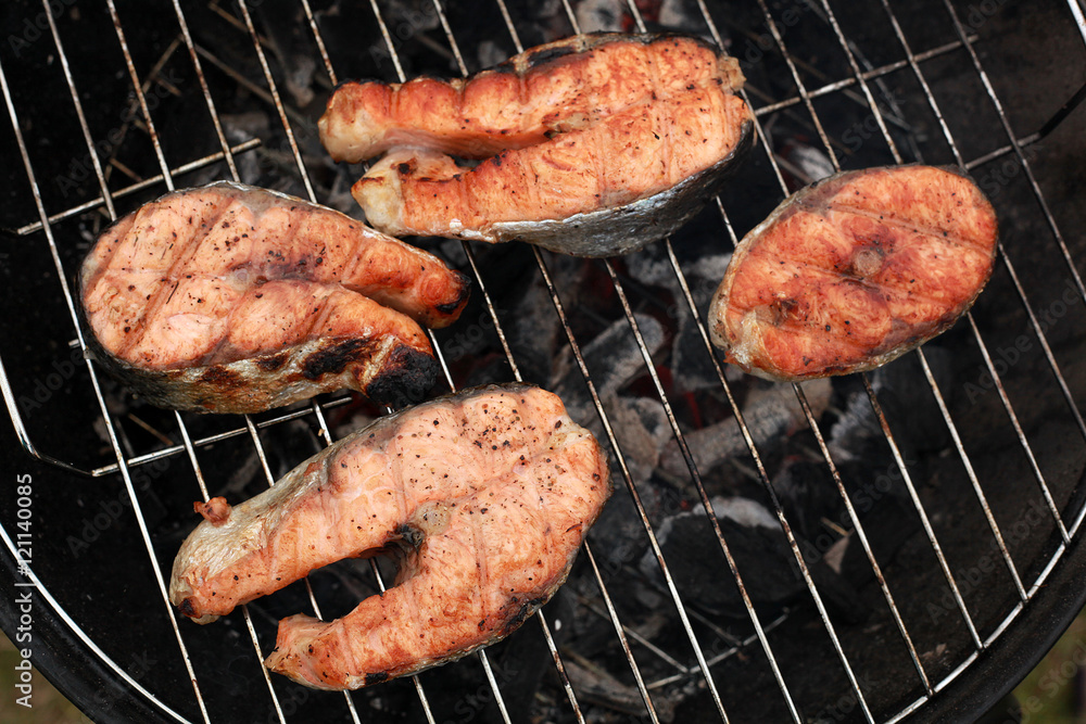 salmon on grill salmon on grill