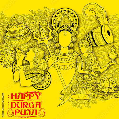 Goddess Durga in Subho Bijoya Happy Dussehra background photo