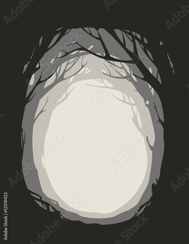 frame of trees with bare branches, vector illustration