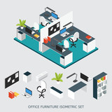 Isometric Interior Office Workplace Composition