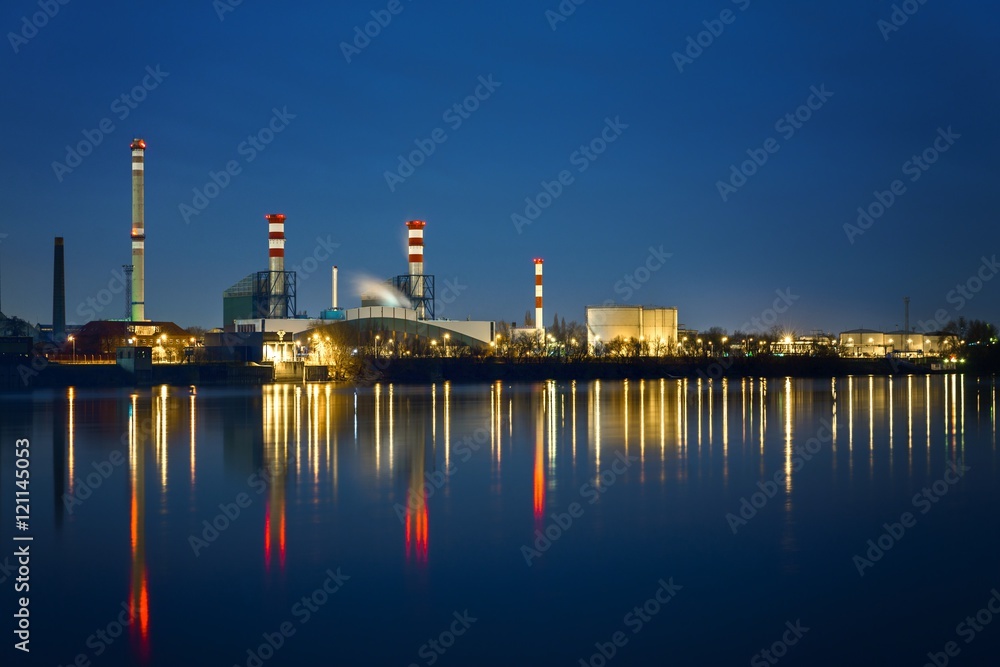 Oil Refinery at night