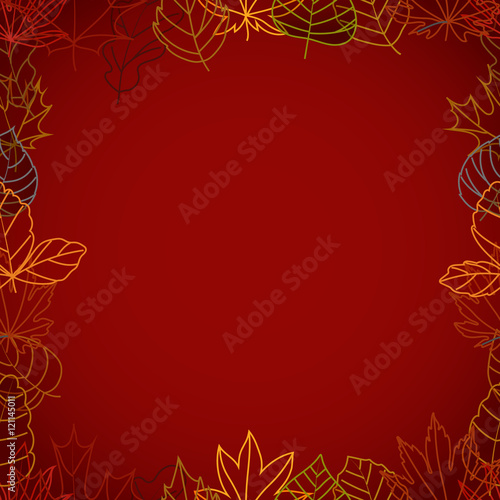 Different color autumn leaves vector frame