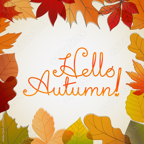 Hello autumn logo. Fall vector concept