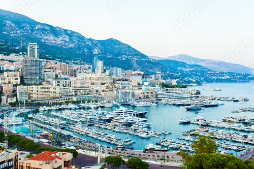 Cityscape of La Condamine and Port Hercule, Monaco-Ville, The Kingdom of Monaco. Cote d'Azur © LALSSTOCK