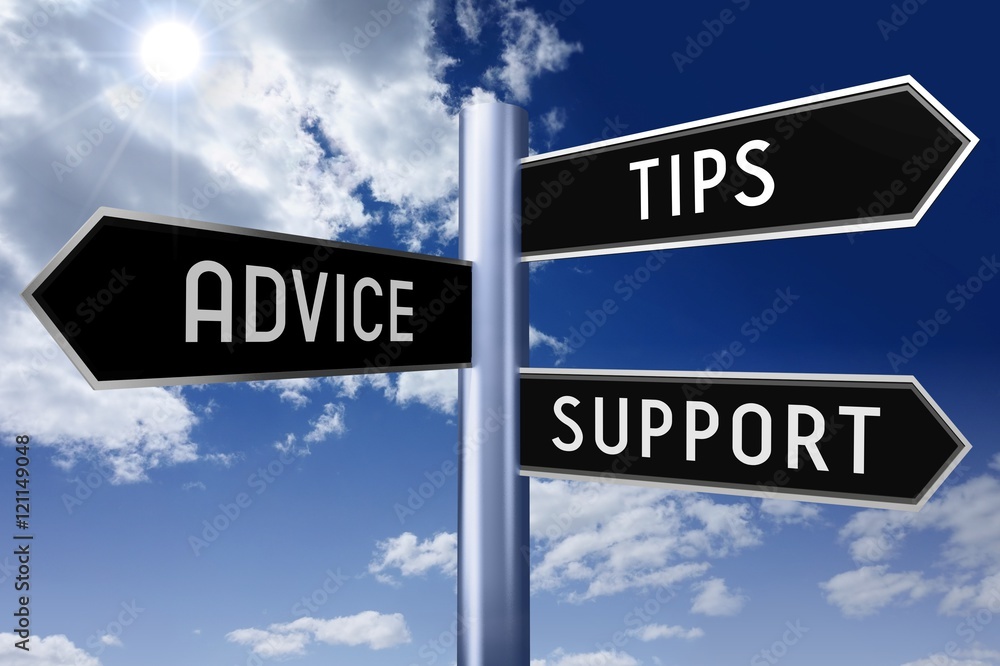 Obraz premium Signpost with three arrows - advice concept