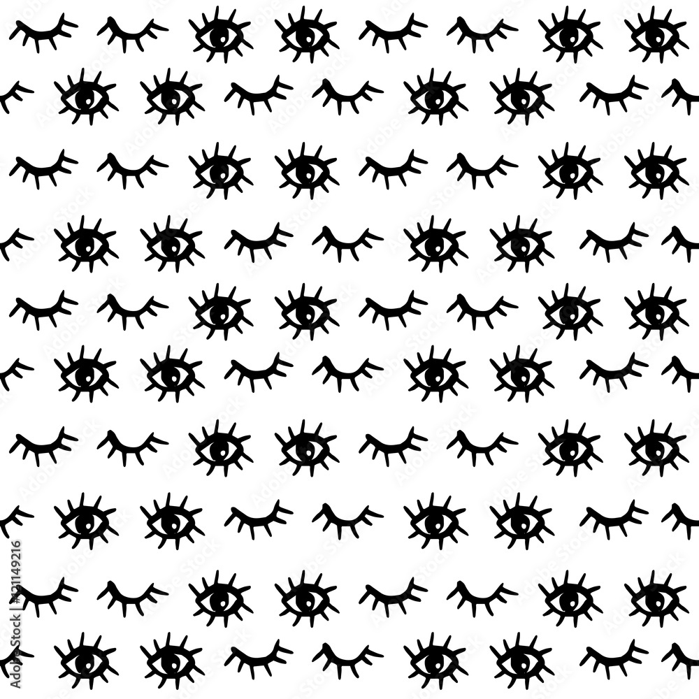 Fototapeta premium Hand drawn seamless background with eye art design