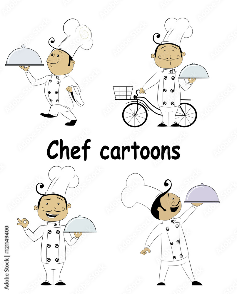 Set of fun cartoon chief cook Set of fun cartoon chief cook
