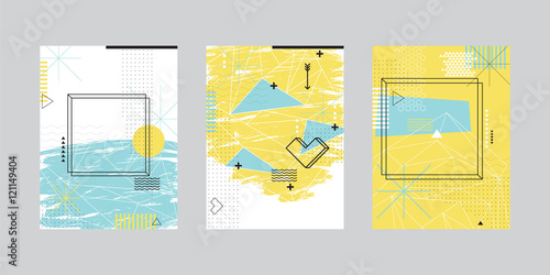 Set of cards with abstract geometric design. Graphic background