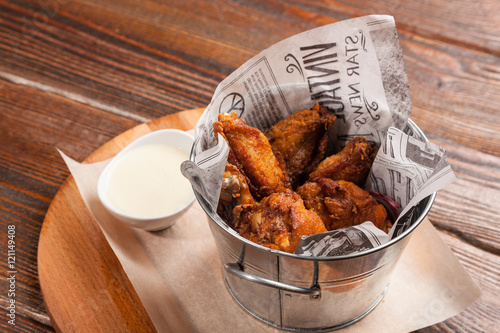 chicken wings in a bucket