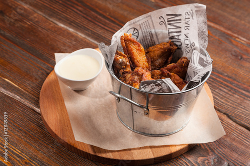 chicken wings in a bucket
