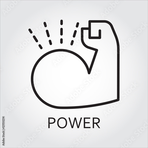 line vector icon power as muscle hand