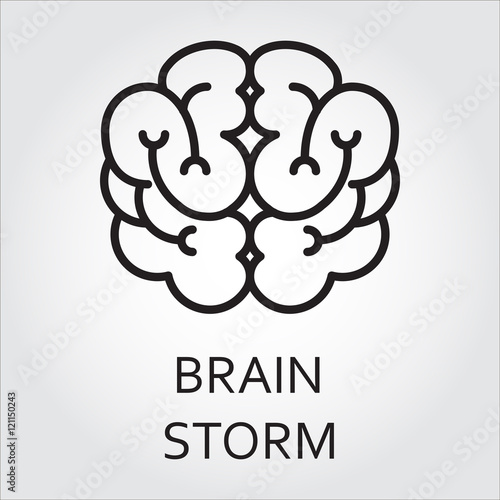 line vector icon brainstorm as brain on white