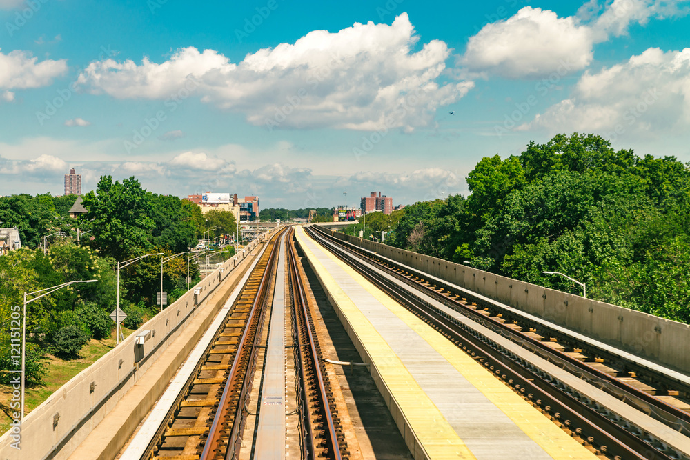 Naklejka premium AirTrain JFK is a 3-line, 8.1 miles long elevated railway providing service to Kennedy International Airport