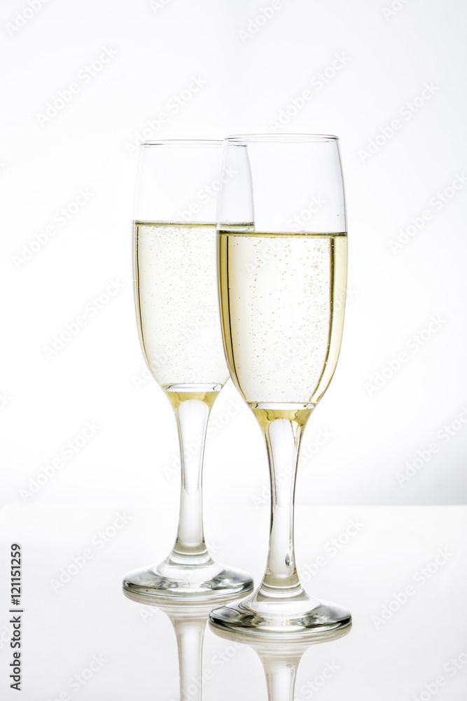 Champagne glass cups on white background
Champagne glass cups on white background
