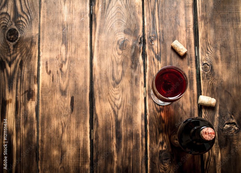 Red wine with corks. Red wine with corks.