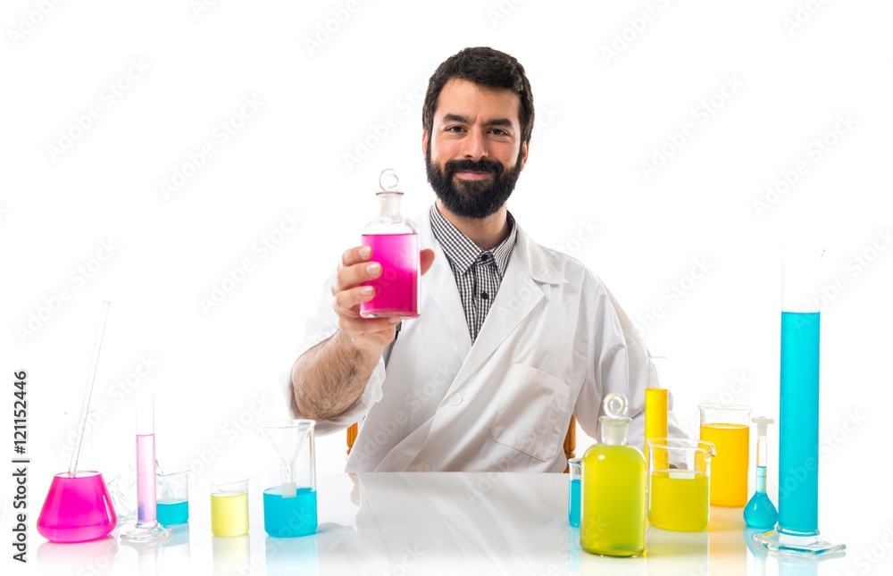 Scientist man with test tubes Scientist man with test tubes
