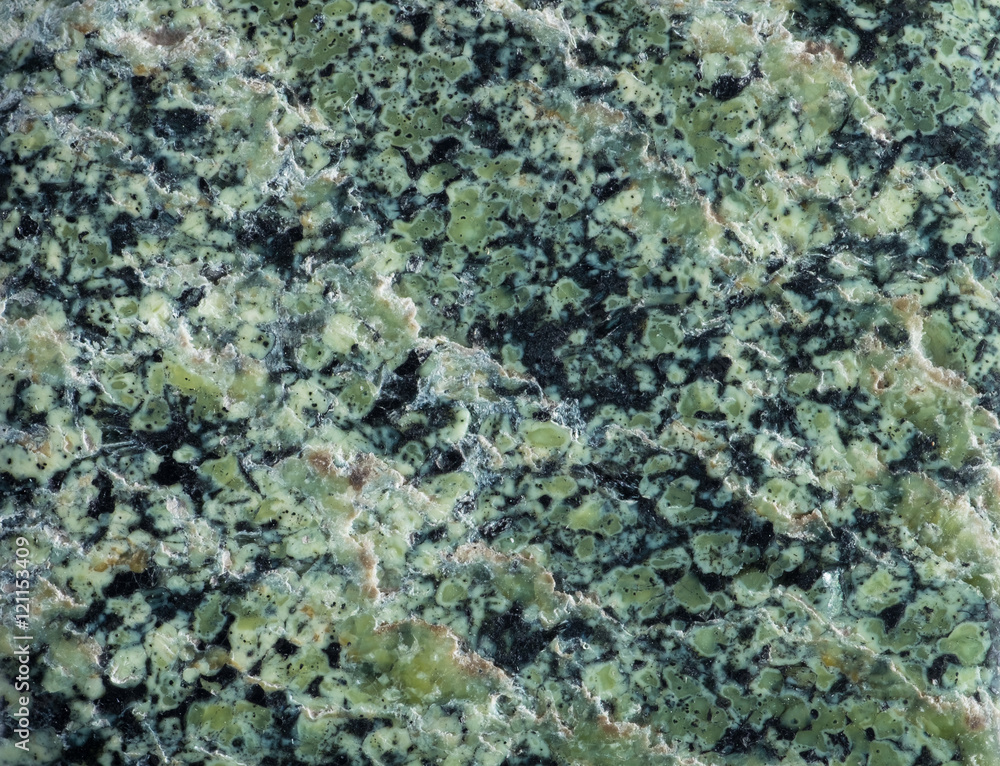 Surface mineral chrysotile, a member of the serpentine. Serpentine has a distinctive pattern and color, reminiscent of snake skin.