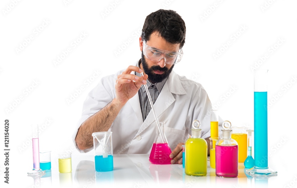 Scientist man with test tubes Scientist man with test tubes