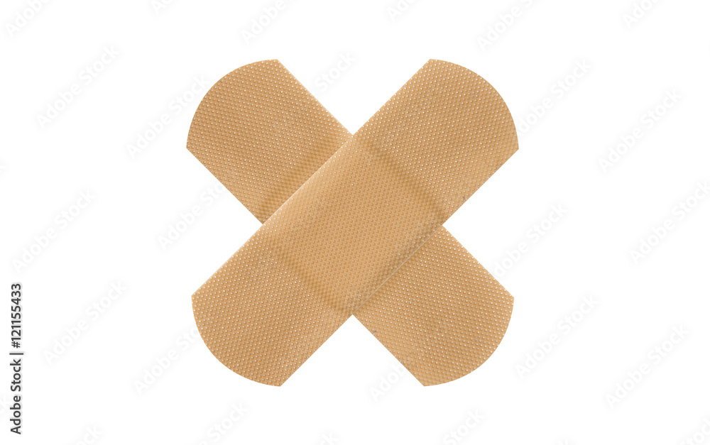 X sign adhesive plaster isolated on white background X sign adhesive plaster isolated on white background