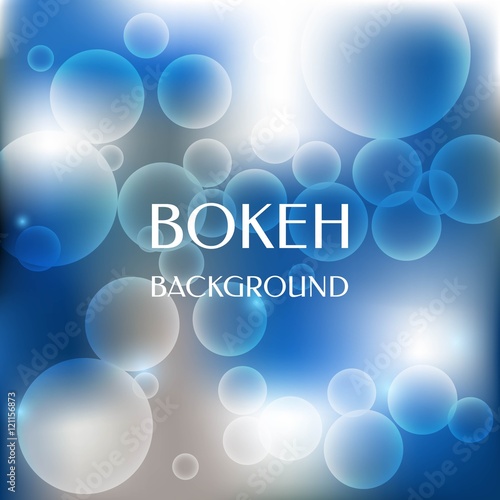 Abstract vector background and blurred lights shining bokeh effect on blue background. Bokeh Background Vector Illustration.