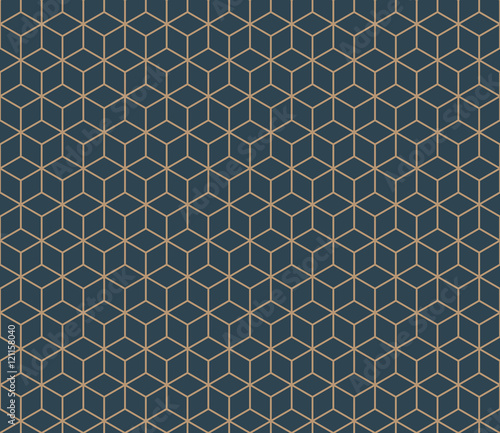 Seamless tan blue and brown isometric cubes pattern vector