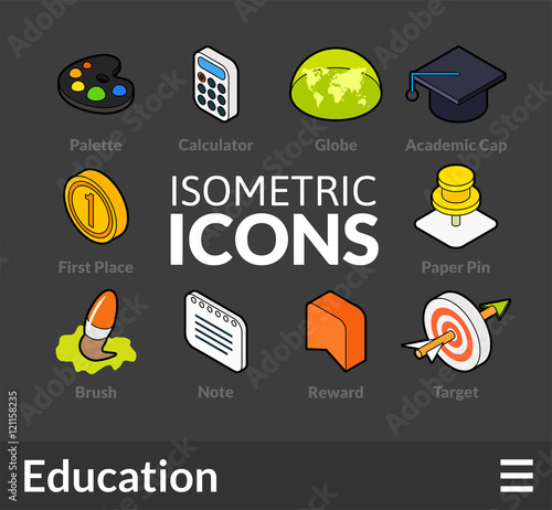 Isometric outline icons set 15