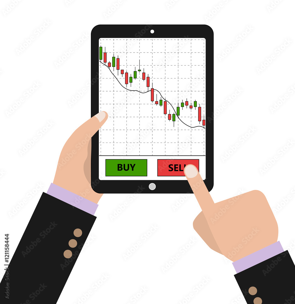 Hand holding tablet with forex stock chart. Hand holding tablet with forex stock chart.