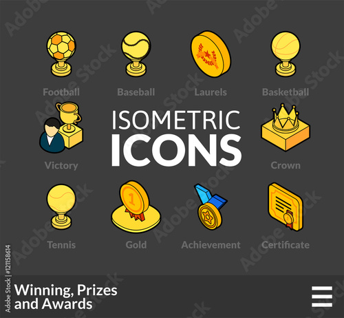 Isometric outline icons set 58