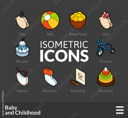 Isometric outline icons set 59