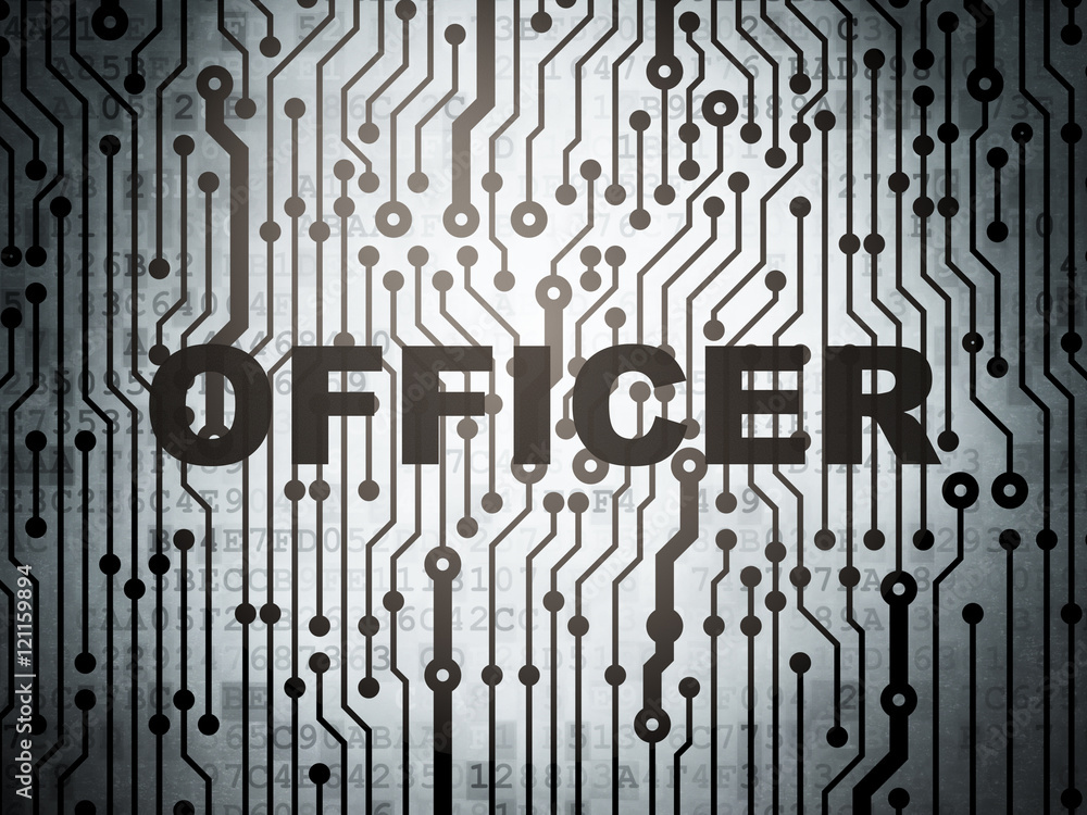 Law concept: circuit board with Officer Law concept: circuit board with Officer