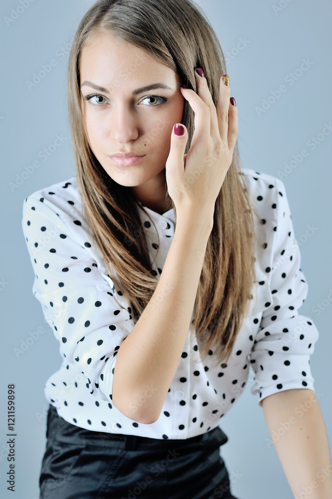 Classical business portrait of business woman in business suit. Isolated. Classical business portrait of business woman in business suit. Isolated.