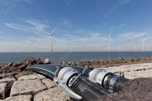 Water cables connected to the Windturbines in the IJsselmeer.
