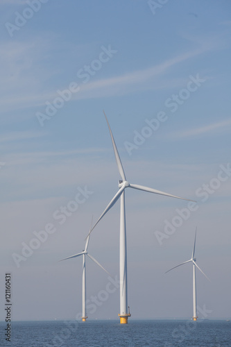 View of windturbines in the Dutch Noordoostpolder, Flevoland and