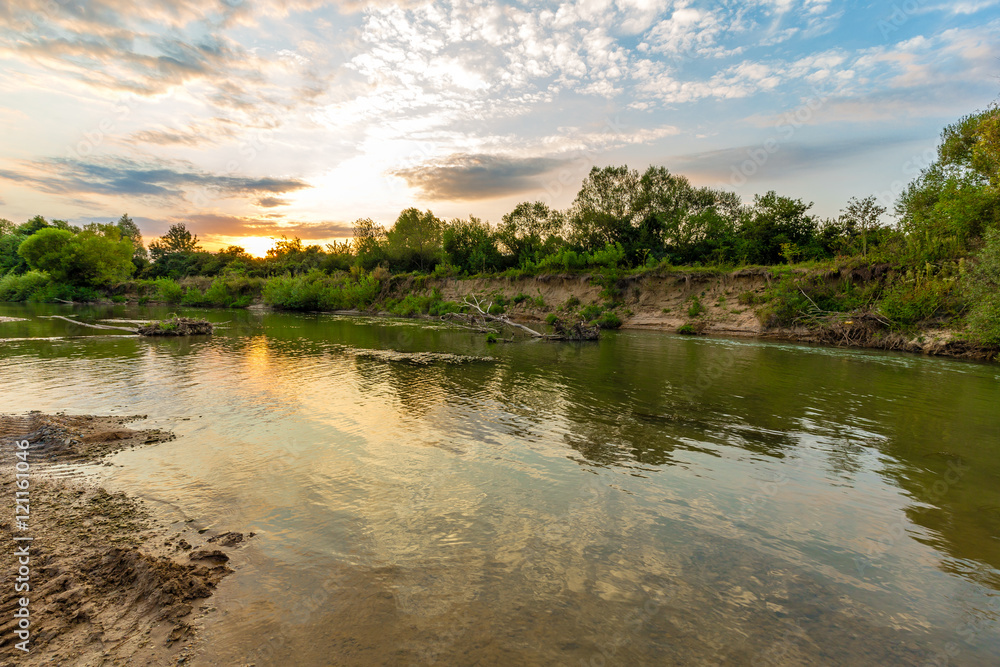 Obraz premium Black river at sunset, Romania, Europe