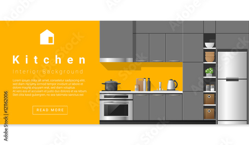 Interior design Modern kitchen background , vector, illustration