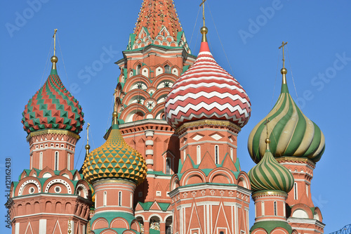 Domes of St. Basil's Cathedral on red square in Moscow.