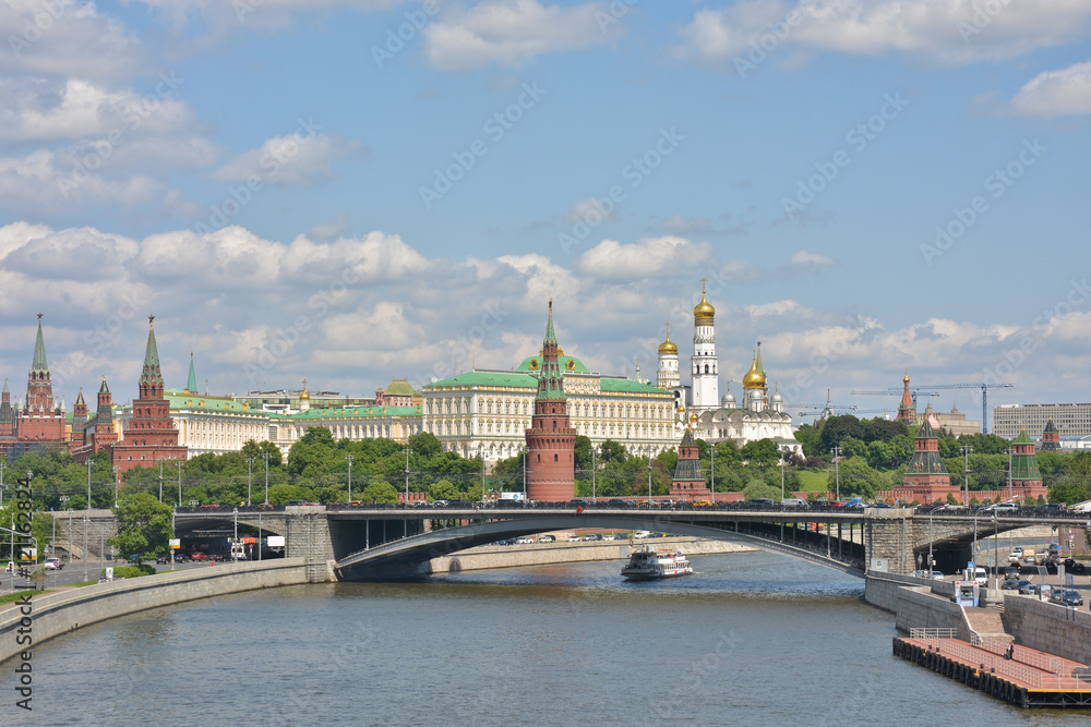 The Kremlin embankment in Moscow. The Kremlin embankment in Moscow.
