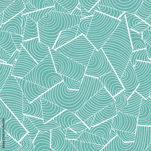 Geometric vector pattern, hand drawn waves background