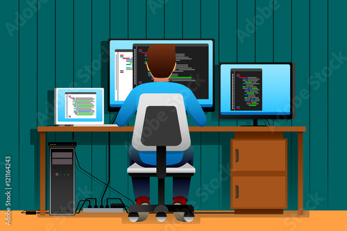 Man Working in Front of His Computer