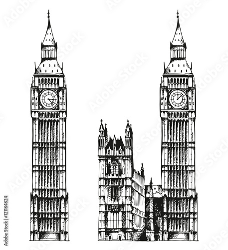 Illustration of Elizabeth Tower (Big Ben) and Palace of Westminster