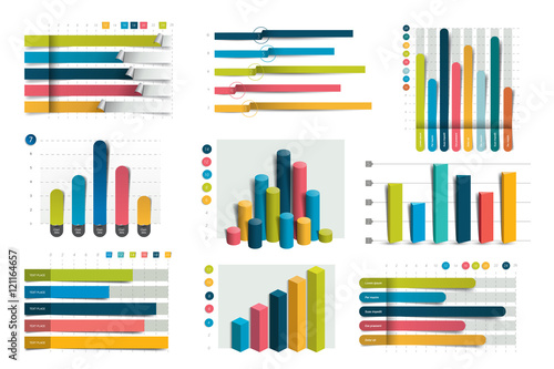 Big set of charst, graphs. Blue color. Infographics business elements.