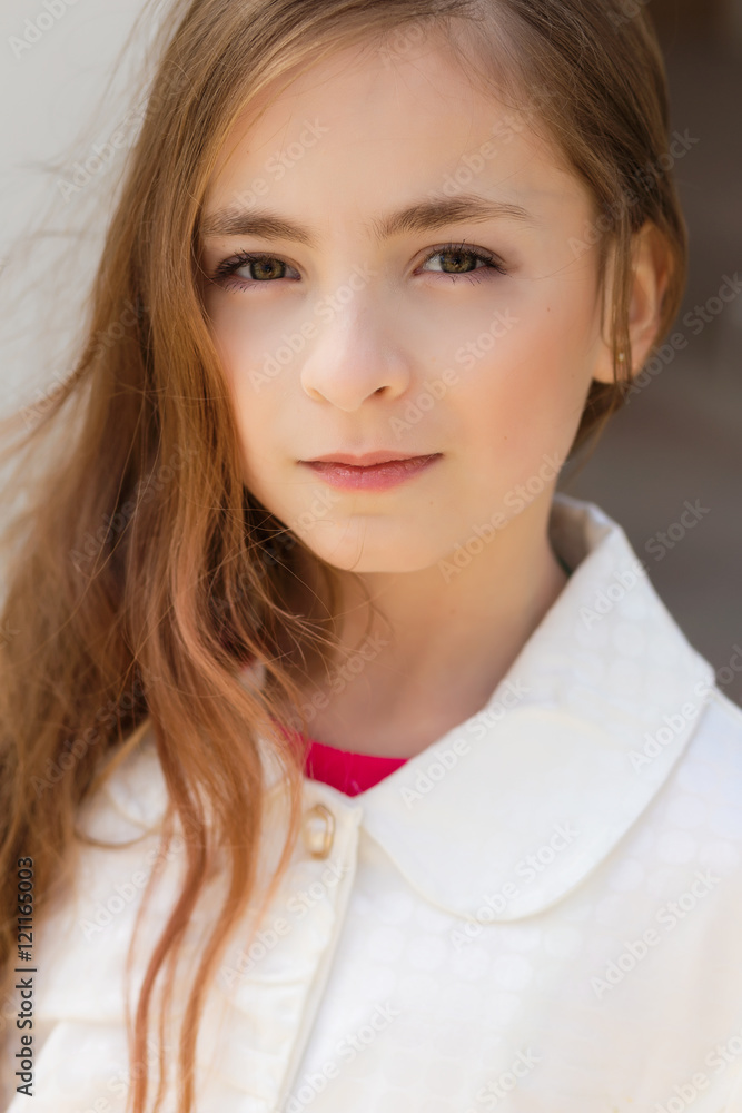 Portrait of beautiful girl with dark hair and brown eyes. Portrait of beautiful girl with dark hair and brown eyes.