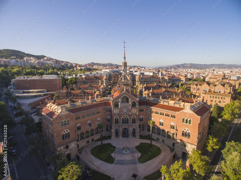 Obraz premium Aerial Hospital beauty architecture in Barcelona 