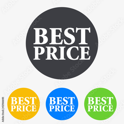Icono plano texto BEST PRICE en circulo varios colores