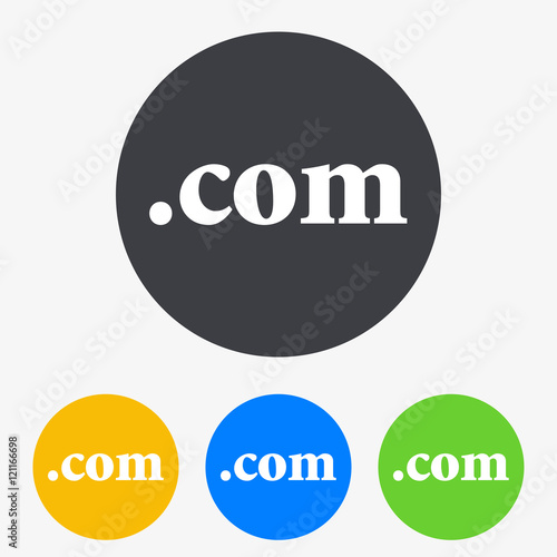 Icono plano texto com en circulo varios colores