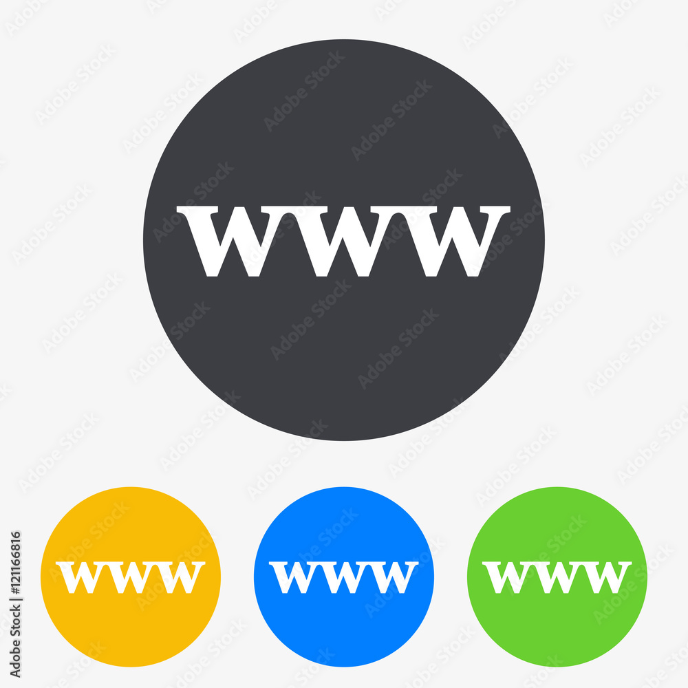 Icono plano texto www en circulo varios colores Icono plano texto www en circulo varios colores