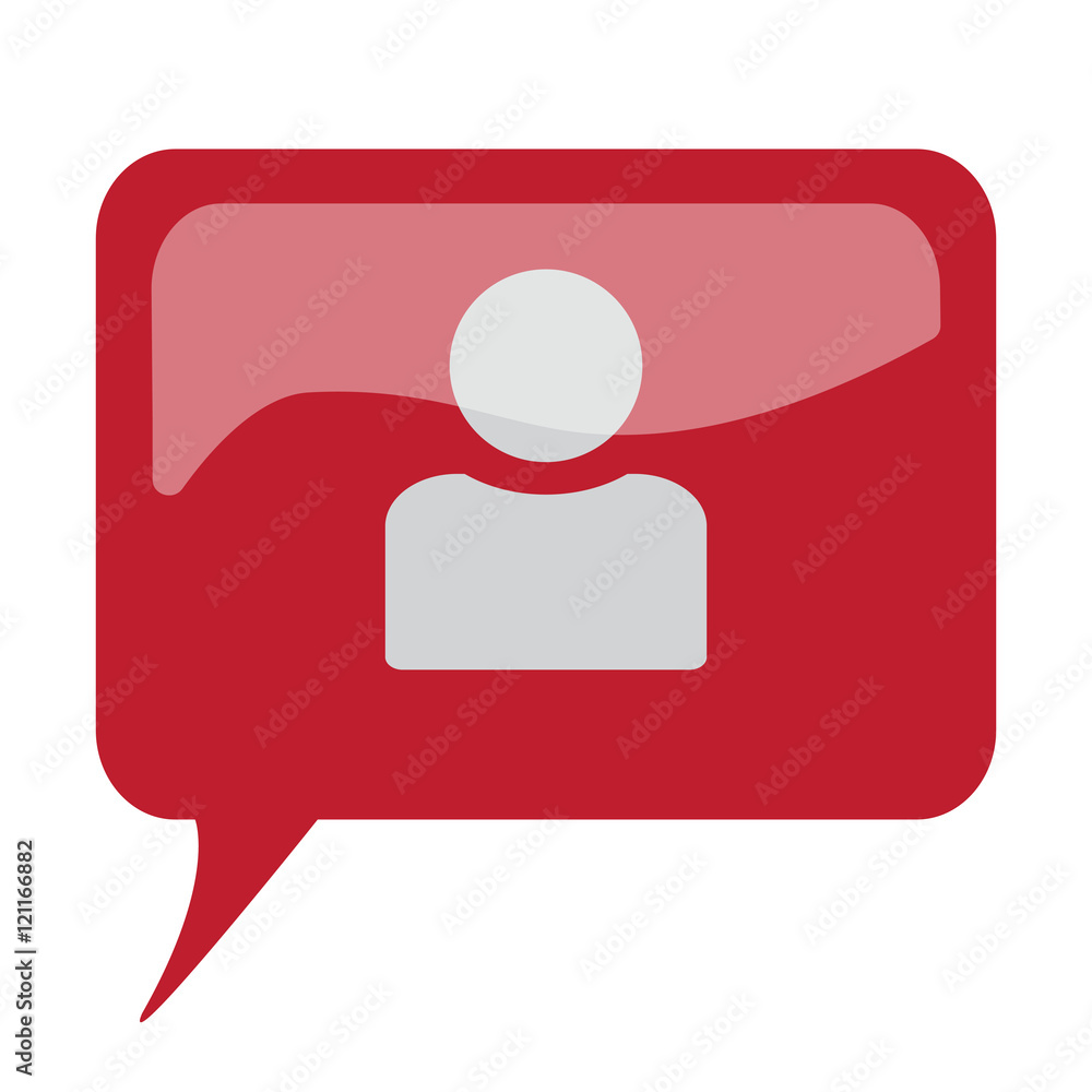Red speech bubble with white Profile icon on white background Red speech bubble with white Profile icon on white background